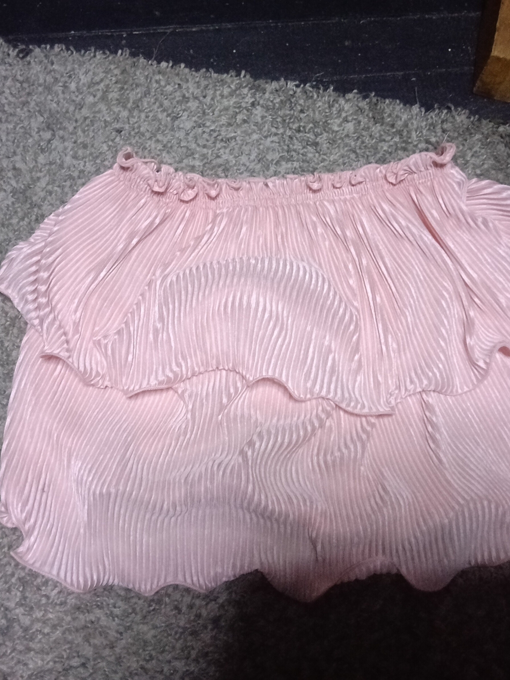 SHEIN Pink Pleated Off-Shoulder Top
